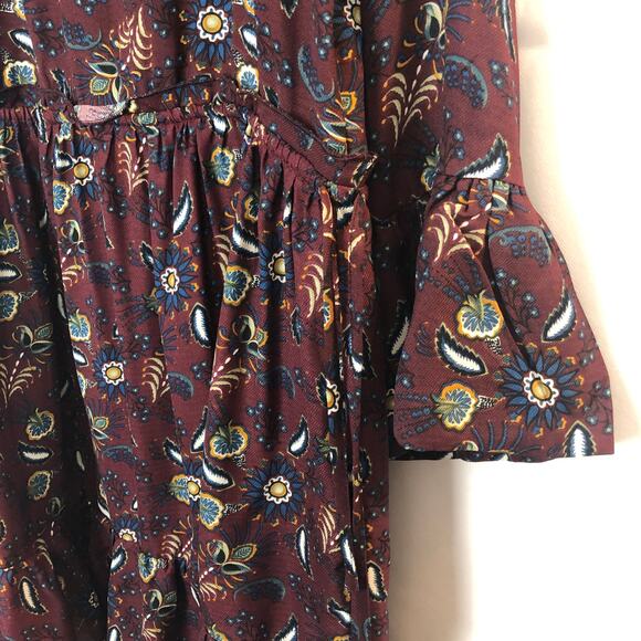Suzanne Betro Floral Bell Sleeves Boho Dress Size Medium - Picture 14 of 15